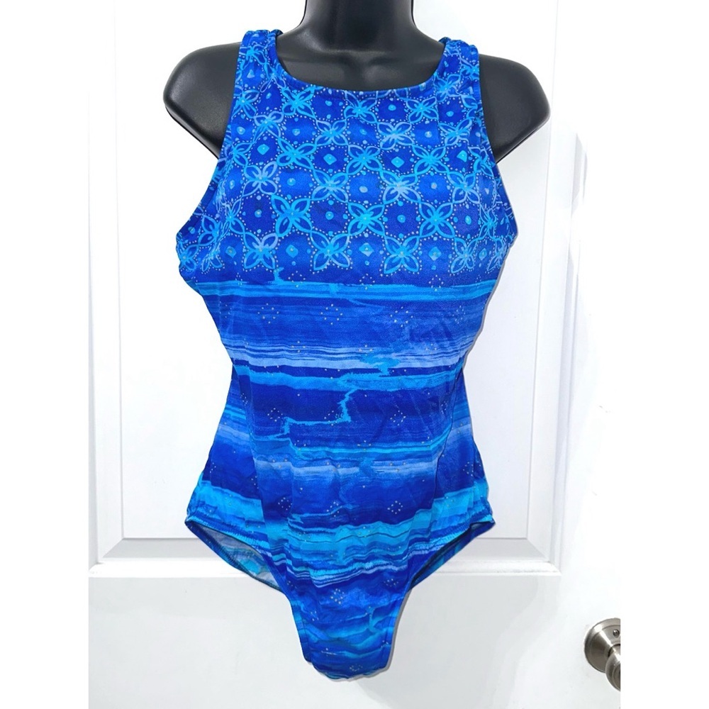 Honors Plus size Blue one piece swimsuit